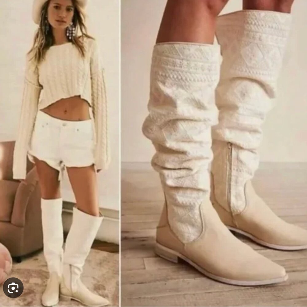 Free People BREN Textile Slouch Boots FLOOR SAMPLE